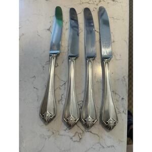 Hollow Dinner Knife Set‎ of 4 Oneida King James 1881 Rogers Silver Plate Vtg